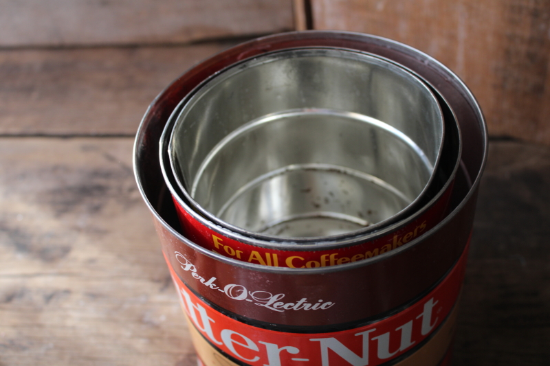 photo of lot vintage metal coffee cans empty tins Hills, Butter-Nut, Folgers #8