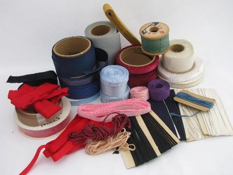 photo of lot vintage millinery hat making sewing trims, braid, wide grosgrain ribbon #1