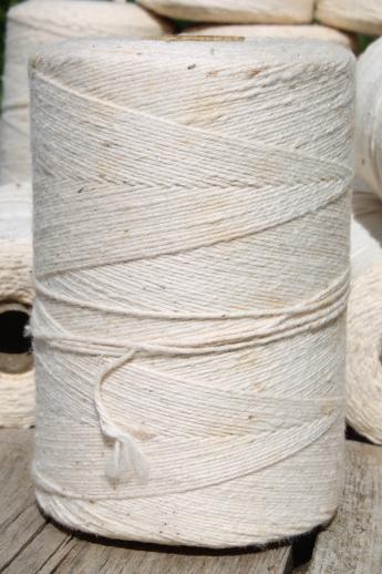 photo of lot vintage natural cotton string rug thread, carpet warp weaving cord yarn #2