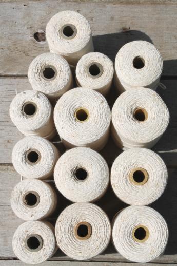 photo of lot vintage natural cotton string rug thread, carpet warp weaving cord yarn #4