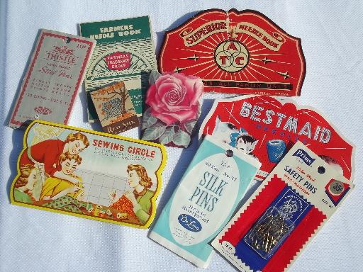 photo of lot vintage needle books, sewing needles in needlebooks, cards of pins #3