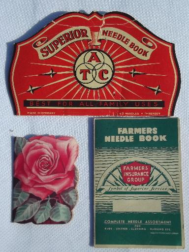 photo of lot vintage needle books, sewing needles in needlebooks, cards of pins #6