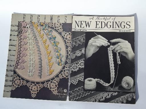 photo of lot vintage needlework pattern booklets, crochet lace edgings and trims #2