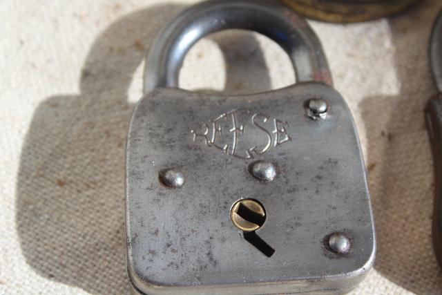 photo of lot vintage padlocks, Omeco, Reese, Corbin six lever locks without keys #2