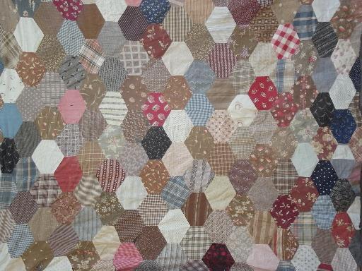 photo of lot vintage patchwork quilt tops w/ old print fabric blocks, antique quilts #2