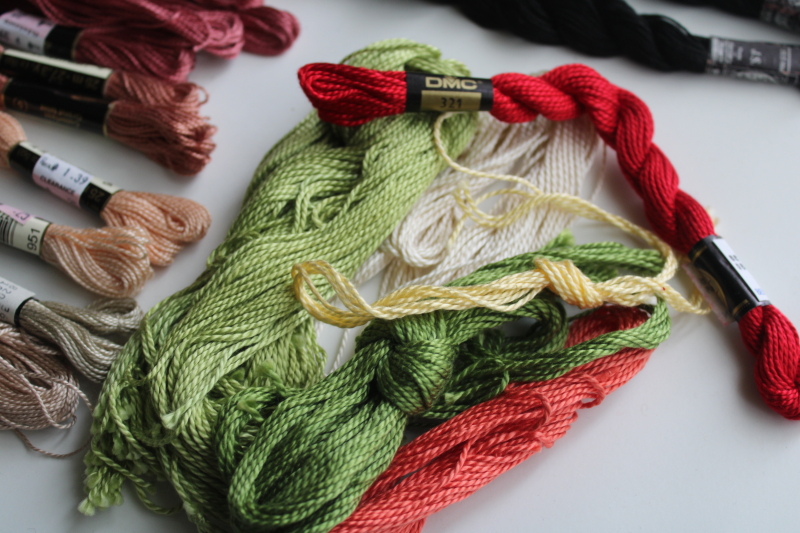 photo of lot vintage pearl cotton embroidery thread, DMC floss in a rainbow of colors  #7