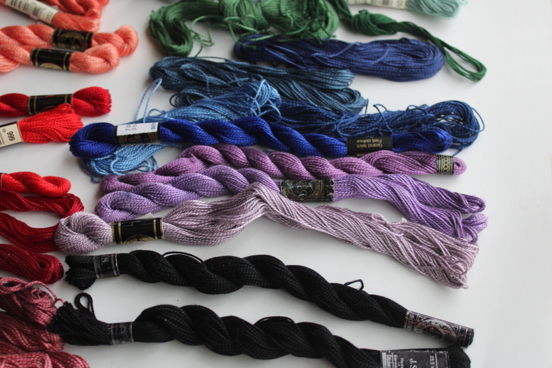 photo of lot vintage pearl cotton embroidery thread, DMC floss in a rainbow of colors  #9