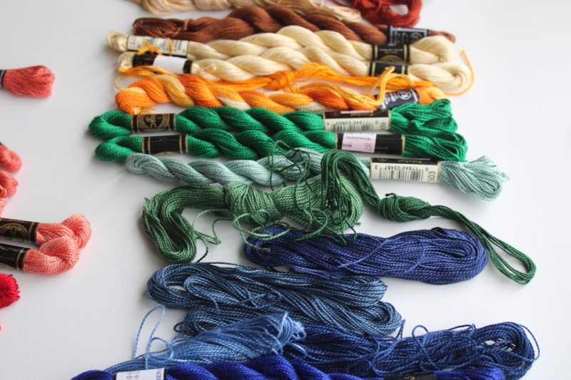 photo of lot vintage pearl cotton embroidery thread, DMC floss in a rainbow of colors  #10