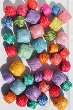 catalog photo of lot vintage pearl cotton thread for crochet or embroidery, all colors!
