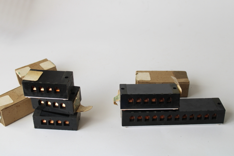 photo of lot vintage phenolytic bakelite electrical terminal blocks, Marathon Electric  #3