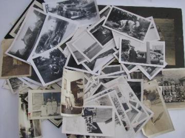 catalog photo of lot vintage photos, 1940s - 60s rural mid-west farm life, soldiers, cars, etc.