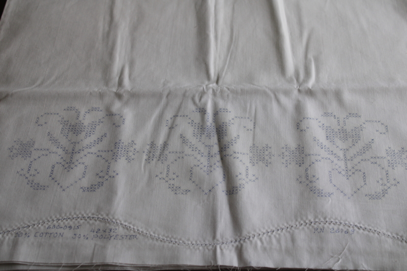 photo of lot vintage pillowcases to stitch, cotton blend pillowcase tubing stamped for embroidery  #5