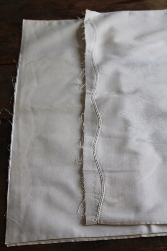 photo of lot vintage pillowcases to stitch, cotton blend pillowcase tubing stamped for embroidery  #8