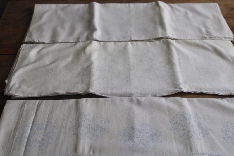 photo of lot vintage pillowcases to stitch, cotton pillowcase tubing stamped for embroidery  #1