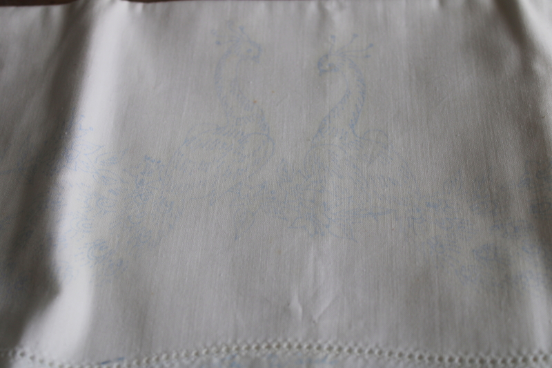 photo of lot vintage pillowcases to stitch, cotton pillowcase tubing stamped for embroidery  #4