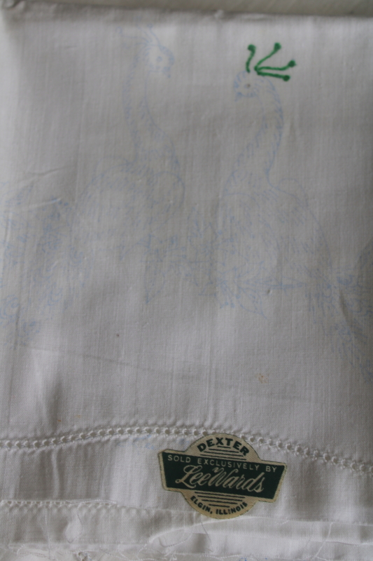 photo of lot vintage pillowcases to stitch, cotton pillowcase tubing stamped for embroidery  #5