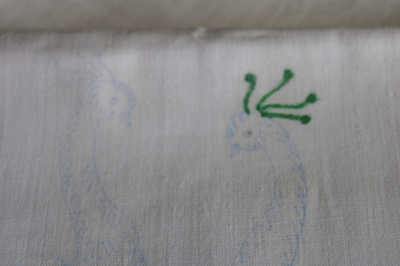 photo of lot vintage pillowcases to stitch, cotton pillowcase tubing stamped for embroidery  #6