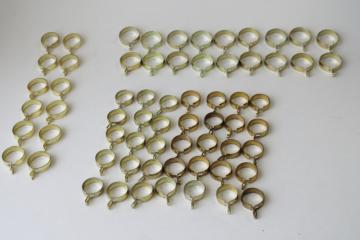 catalog photo of lot vintage pinch type clips curtain rings for cottagecore style cafe curtains hanging rod 