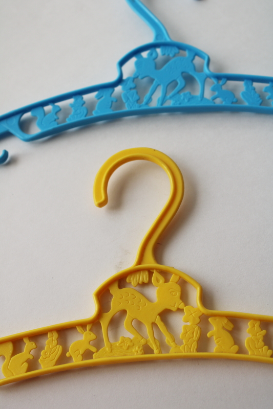 photo of lot vintage plastic baby clothes hangers, bambi deer, geese, humpty dumpty #6