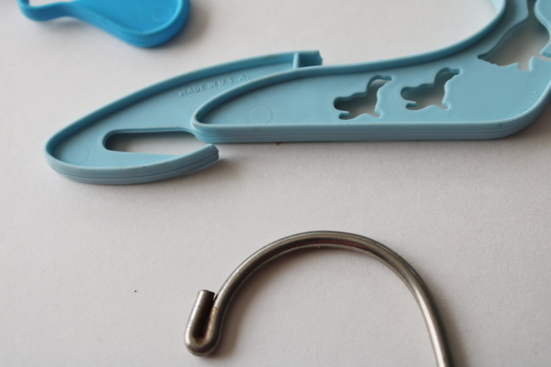 photo of lot vintage plastic baby clothes hangers, bambi deer, geese, humpty dumpty #9