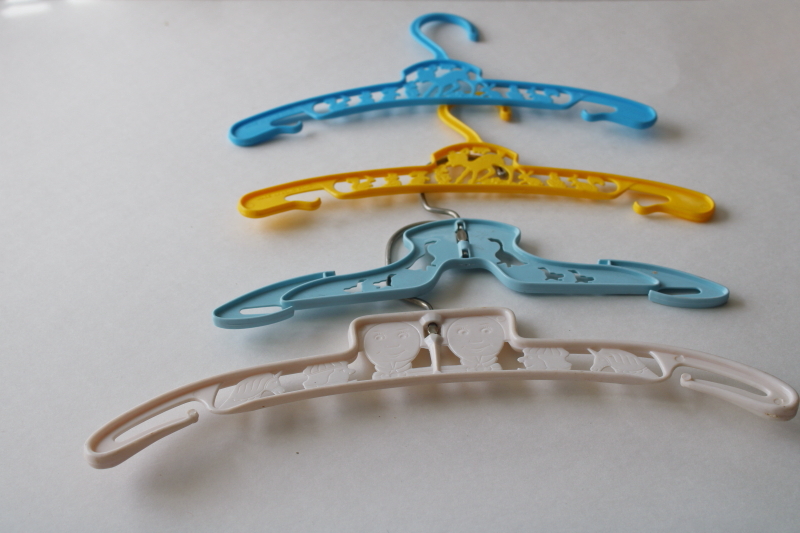 photo of lot vintage plastic baby clothes hangers, bambi deer, geese, humpty dumpty #11