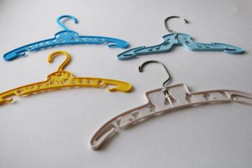 catalog photo of lot vintage plastic baby clothes hangers, bambi deer, geese, humpty dumpty 