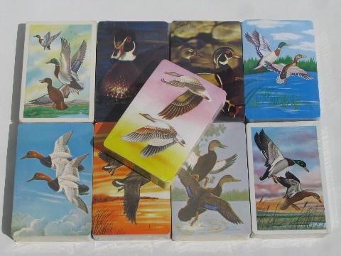 photo of lot vintage playing cards, all different ducks, sealed card sets #1