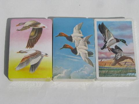 photo of lot vintage playing cards, all different ducks, sealed card sets #4