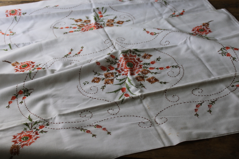 photo of lot vintage poly blend pillowcases w/ embroidery or crochet lace edgings, boho cottage bedding  #5