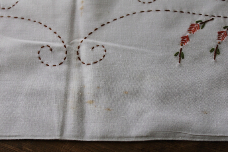 photo of lot vintage poly blend pillowcases w/ embroidery or crochet lace edgings, boho cottage bedding  #6