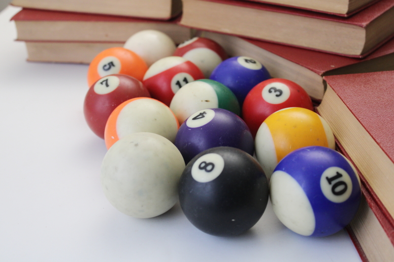 photo of lot vintage pool balls, incomplete set for replacements or upcycle repurpose projects #1