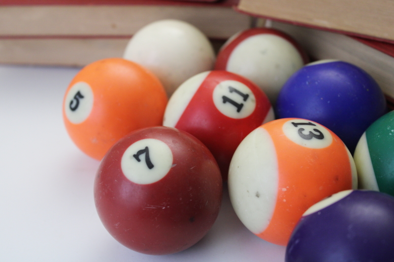 photo of lot vintage pool balls, incomplete set for replacements or upcycle repurpose projects #2