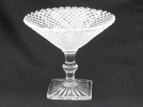 photo of lot vintage pressed pattern glass compotes, Century, Candlewick, English Hobnail #7