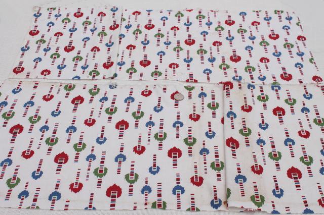 photo of lot vintage print cotton feed sack fabric, assorted scrap pieces for sewing / quilting #2