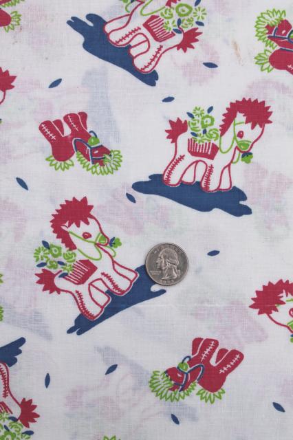 photo of lot vintage print cotton feed sack fabric, assorted scrap pieces for sewing / quilting #6