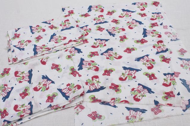 photo of lot vintage print cotton feed sack fabric, assorted scrap pieces for sewing / quilting #7