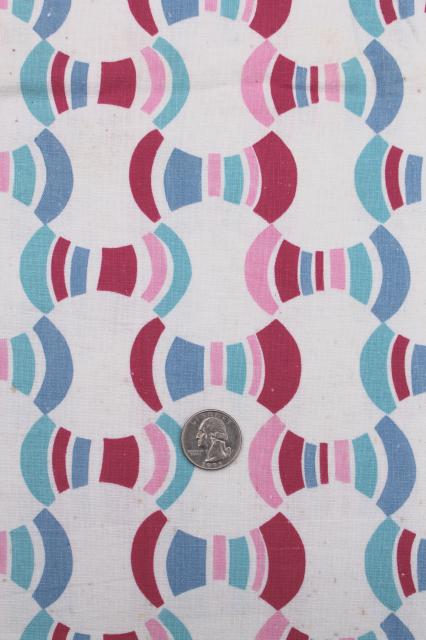 photo of lot vintage print cotton feed sack fabric, assorted scrap pieces for sewing / quilting #10