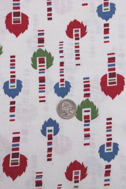 photo of lot vintage print cotton feed sack fabric, assorted scrap pieces for sewing / quilting #12