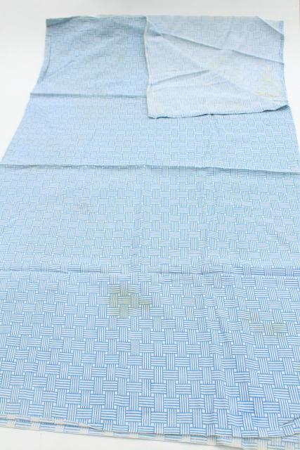 photo of lot vintage printed cotton feedsack fabric, lavender / blue prints feed sacks #3