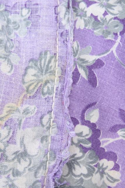 photo of lot vintage printed cotton feedsack fabric, lavender / blue prints feed sacks #13