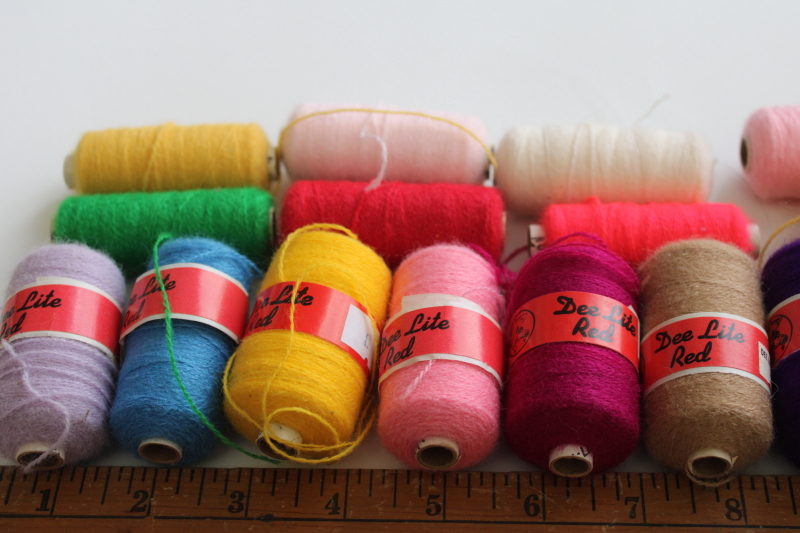 photo of lot vintage punch needle embroidery yarn, Dee Lite red label wool texture thread #5