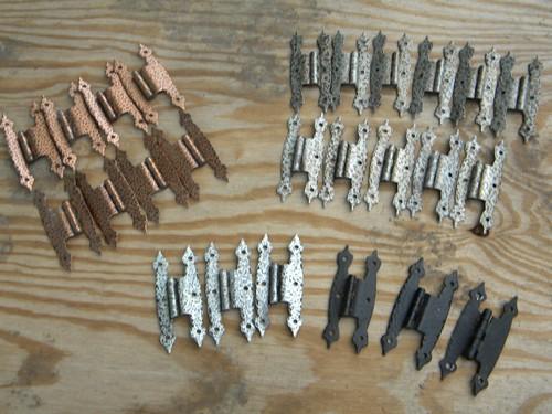 photo of lot vintage rustic hammered cabinet door hinges for hand forged look #1