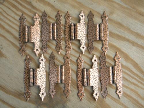 photo of lot vintage rustic hammered cabinet door hinges for hand forged look #4