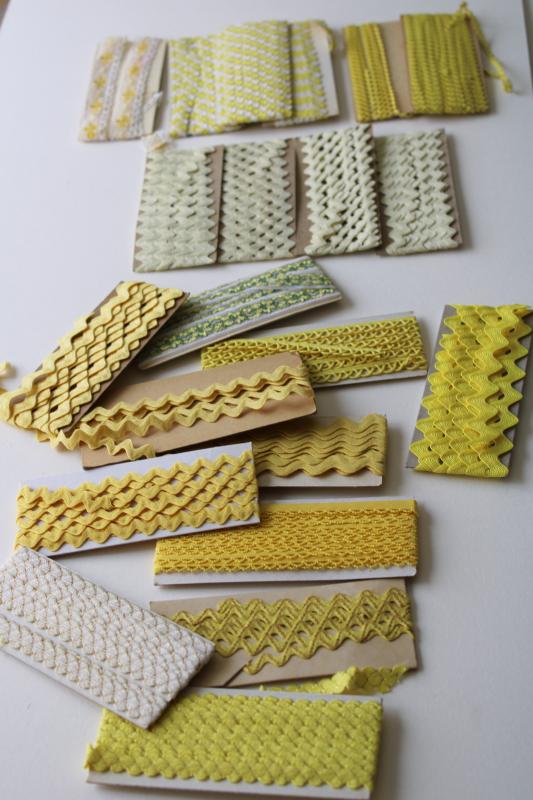 photo of lot vintage sewing craft trims, edging, rick-rack, lace - yellow & cream shades #1
