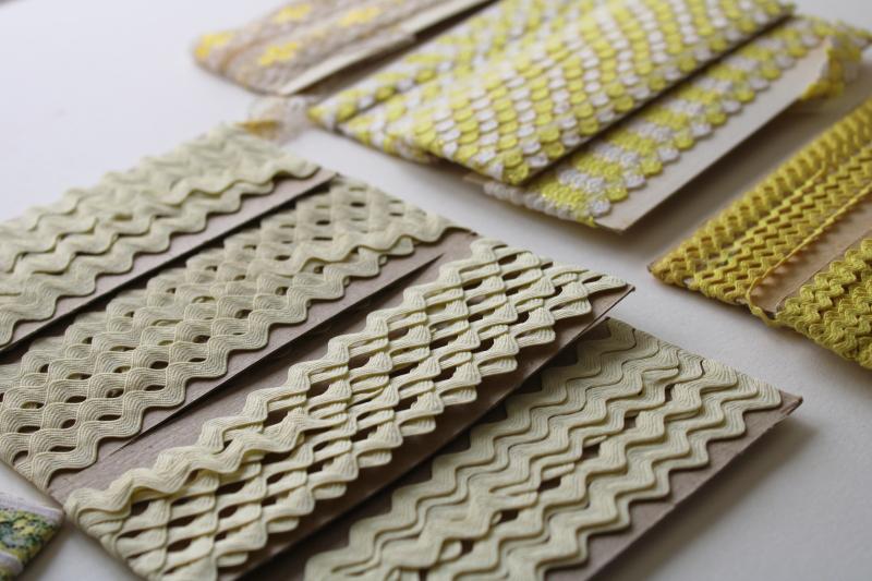 photo of lot vintage sewing craft trims, edging, rick-rack, lace - yellow & cream shades #3