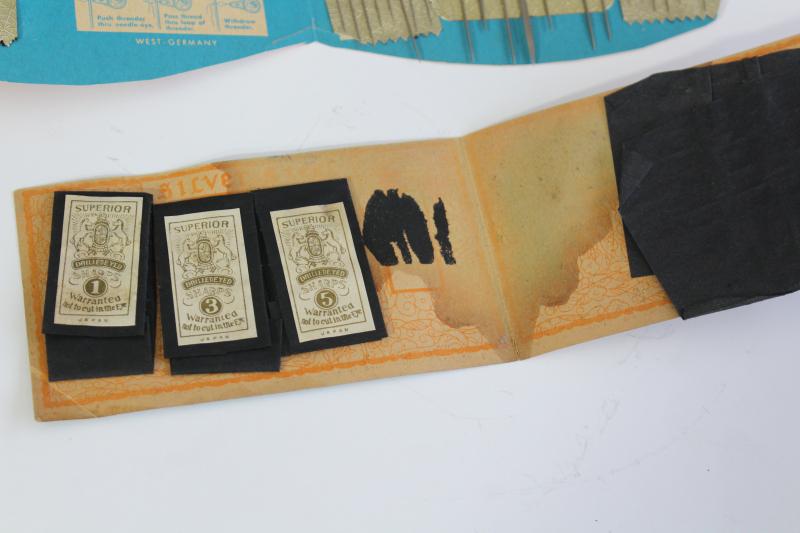 photo of lot vintage sewing needles, needle books collection w/ retro graphics & advertising #23