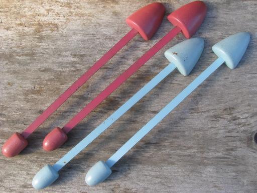 photo of lot vintage shoe stretchers, pretty pastel paint wood and flexible steel #2