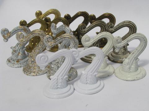 photo of lot vintage swag chain lamp hanging hooks & hardware, cup hook style #2