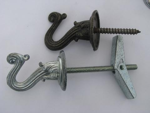 photo of lot vintage swag chain lamp hanging hooks & hardware, cup hook style #5