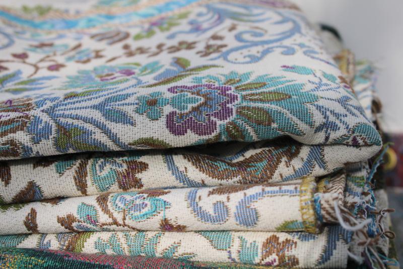 photo of lot vintage upholstery fabric sample pieces and remnants, tapestry, jacquard #3